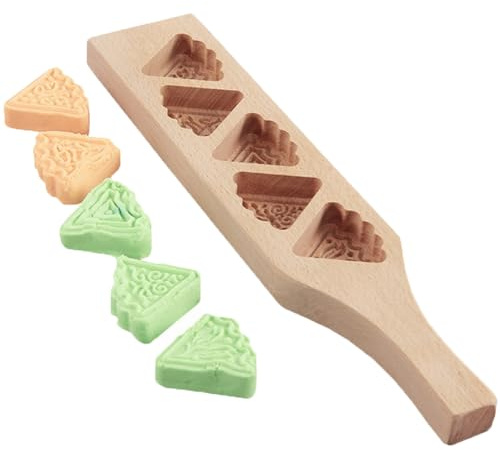 Wooden Mooncake Mold DIY 4 Flower Shapes Handmade Pastry Mold Festival Mould Press Molds Biscuit Cookie Cake Molds Pumpkin Pie Green Bean Mould for Home Kitchen Cake Shop Dessert Shop
