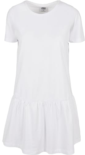 Urban Classics Damklänning, valance, t-shirtklänning för kvinnor med volang på kjoldelen finns i många färger, storlekar XS – 5XL, Vit, XS