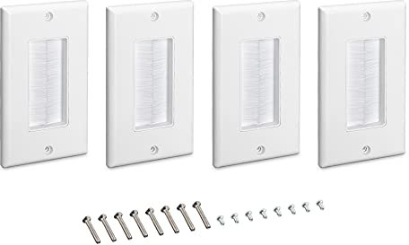 kwmobile 4X Blende Kabeldurchführung Unterputz mit Pinsel - Unterputzdose Deckel Abdeckung - Kabel Eintritt Austritt - Weiß-Weiß