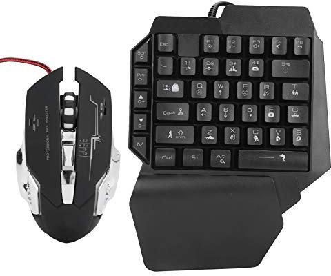 Gaming Tastatur und Maus Kombination, Einhand Tastatur-Maus Set mit Tastatur und Mauskonverter, OTG-Adapter, 39 Tasten RGB Hintergrundbeleuchtung Tastaturmaus, für PS/Xbox360/
