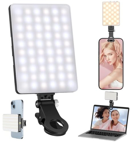 Selfie per Telefono Luce per Foto con 2500-9000K 3 Modalità, Luce per Video con Batteria da 2000 mAh, LED Fotografica CRI 95+ per iPhone iPad Laptop Fotocamera Videoconferenze