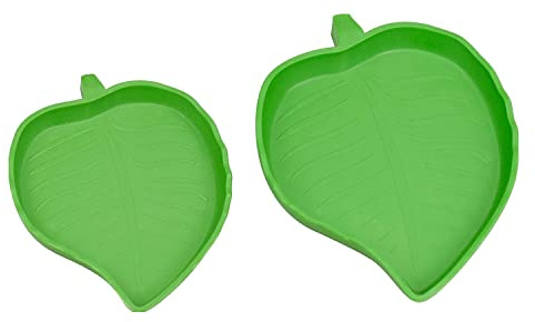 ANZONGYI 2 Pieces Leaf Shape Reptile Food Bowls Food Feeding and Water Dish Plate Used for Tortoise Corn Snake Crawl Pet Drinking and Eating