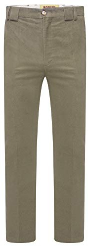 DEMINA Men Moleskin 100% Cotton Semi Formal Trousers Classic Fit Beige 36W/34L