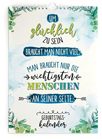TypeStoff Geburtstagskalender mit Sprüchen zum Thema Familie und Freundschaft, Kalender DIN-A4-Hochformat zum Aufhängen mit Spiralbindung - GK-01303