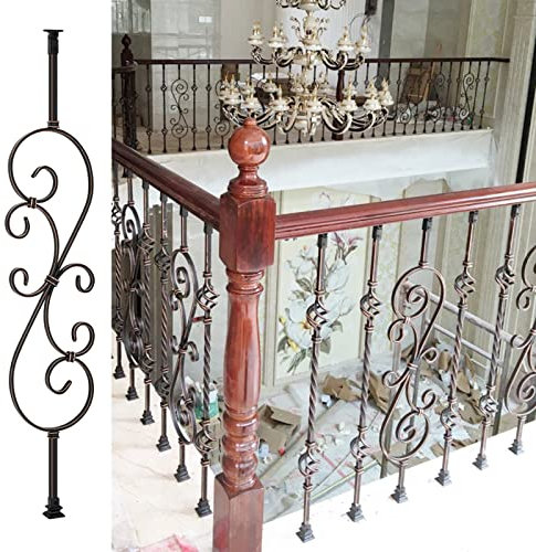 LVLONG Garde Corps Anciens Fuseaux à Balustres Noirs - Garde-Corps de Porche D'escalier Terrasse Jardin en Fer Découpable Extérieur Intérieur, pour Patio Balcon Cour, Installation Facile, 10Pack