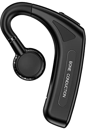 Xmenha Open Ear Headphones Bluetooth Single Bone Conduction Wireless Earbuds with Earhooks Microphone Earphones IPX5 Waterproof Long Battery Life Earpiece for Workout Sports Running Android iOS Black