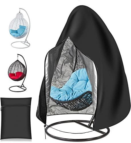 Schutzhülle für Hängesessel,Abdeckung für Hängesessel ,Wasserdicht, Winddicht, UV-Beständiges,190 x 115 cm, 420D Oxford-Stoff mit PVC-Überzug,Garten Balkon Möbelschutzzubehör(Schwarz)