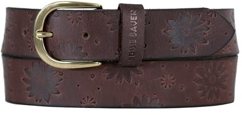 Eddie Bauer Women's Casual Leather Belts with Durable Metal Buckle, Floral Tooled - Brown, X-Large