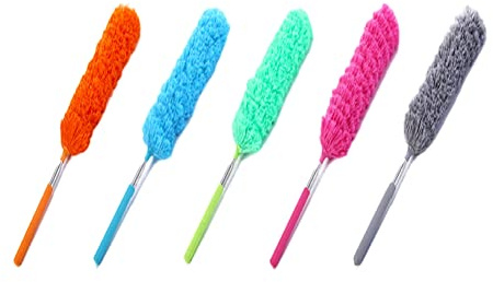 5 pièces couette pour le nettoyage de toit et plafond araignée élimination de la poussière ardoise artefact plumeau télescopique multicolore