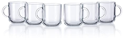 Pasabahce Iconic Transparent Mugs, 245 ml Set of 6 Pcs, Perfect for Milk/Tea/Coffee