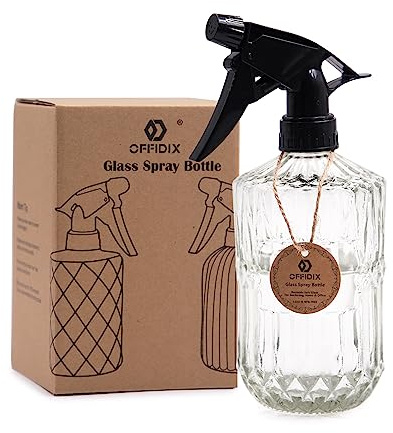 OFFIDIX Pflanzen-Zerstäuber, handgehaltener Drucksprüher mit feinem Nebel, Sprühflasche, 0,43 l, Glas-Sprühflasche mit verstellbarer Düse für Innen- und Außenbereich, Gartenarbeit oder Hausreinigung