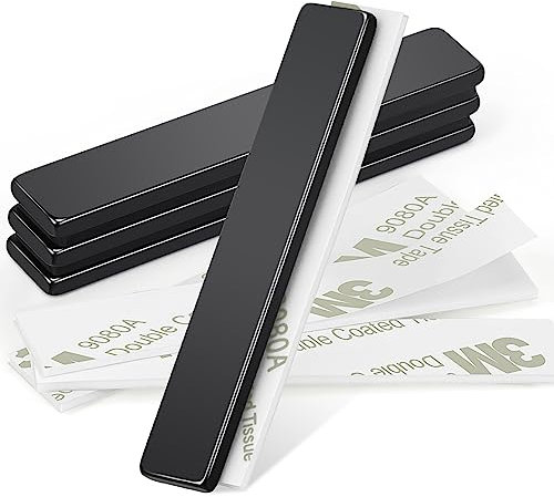 Wukong 4 Pezzi Calamite Neodimio, 60×10×3mm Magneti Adesivi Magneti Rettangolari, Magnete Nero Calamite Adesive Forti per Sale Utensili, Magazzini e Cucine