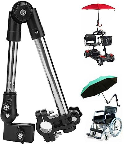 JANCAN Umbrella Mount Stand, Bicycle Umbrella Mount Holder,Wheelchair Stroller Bicycle Umbrella Attachment Handle Bar Holder Clamp Supporter Connector for Handlebars with Diameter of 20-25mm