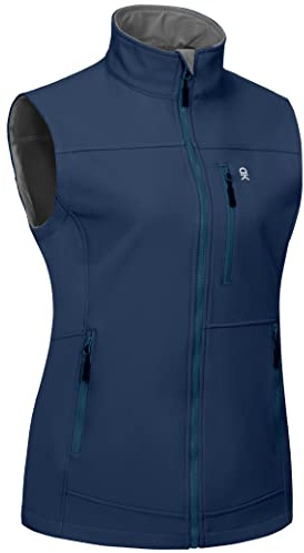 Little Donkey Andy Gilet da donna, impermeabile, in softshell, senza maniche, antivento, caldo, traspirante, per corsa, escursionismo, golf, Blu, XL