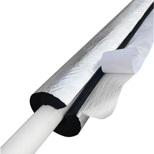 Pipe Insulation Foam Tube for Air Conditioner Aluminum Foil Pipe Lagging Fireproof Flame Retardant for central Heating External Condensate Pipes ID 20mm 25mm 34mm 43mm 48mm 60mm 76mm 89mm 110mm ( Size