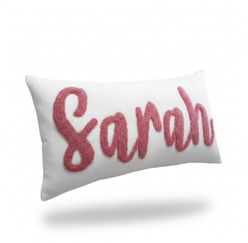 mia'spillow lab Custom Embroidered Name Pillow – Personalized Decorative Cushion for Bedroom, Living Room, or Nursery – Handmade Gift for Kids, Teens & Adults – Wide Range of Size & Color Options