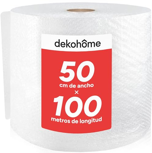 Dekohome Rouleau en plastique Bulles Emballage, 50 cm de largeur et 100 m de longueur. Papier bulle parfait pour les objets fragiles, les déménagements, les emballages et les expéditions