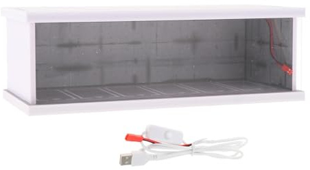 predolo Parkplatz Vitrine Im Maßstab 1:64, Fahrzeugszene, Spielzeug mit LED Hintergrundschutz, Mini Modellauto Aufbewahrungsboxen für Diorama, Stil H