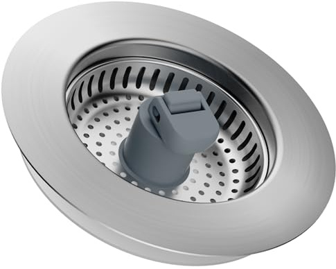 Hibbent 3 in 1 Kitchen Sink Drain Strainer, Stainless Steel Drain Stopper Combo, Pop Up Sink Stopper, Anti-Clogging Metal Basket Strainer with Handle for US Standard 3-1/2 Drain