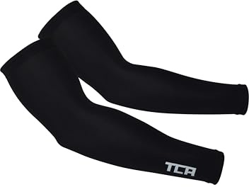 TCA Mangas de Brazo UPF 50+, Antideslizantes, Calentadores de Brazos para Hombres y Mujeres Transpirables Todo el Año para Ciclismo, Running, Gaming, Manga de Compresión para Brazo. - Negro, S