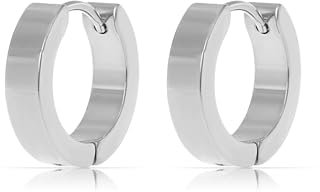 Made by Nami Breite Creolen Damen Ohrringe Silber aus Edelstahl Wasserfester Schmuck Geschenk Mama (4 x 12 mm, Silber)