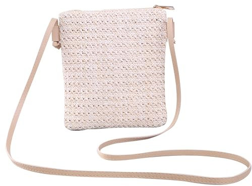 YWKJDDM Stroh Handtasche Damen, Sommer Stroh Strandtasche, Strohtasche Damen Stroh Umhängetasche Strohtasche Rattan Gewebte Geldbörse für Outdoor Camping Wandern