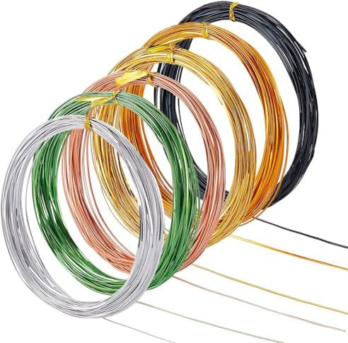 Pyugxab 196 Fuß Flacher Aluminiumdraht in 6 Farben, 0,5 X 1 mm Farbiger Draht zum Basteln Von Schmuck, Emaille-Basteln, 32,81 Fuß/Rolle