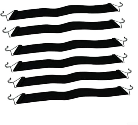 6 x Stuhlgurte, dicker Stoff, Schwerkraft-Stuhlgurte mit Metallhaken, für die meisten Arten von Sonnenliegen, Loungesesseln, Liegestuhlen (schwarz)