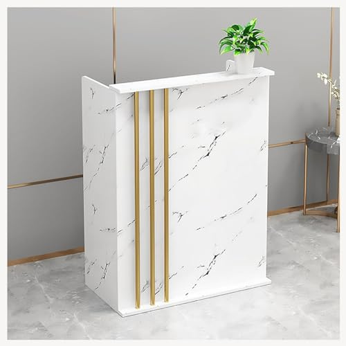 BüRo-Empfangstheke,Empfangstheke,Rezeption Schreibtisch Theke Kleine Rezeptionstheke FüR Kleine RäUme, Moderne Rezeptionstheke, FüR Alle Arten Von Bekleidungsgesc(Size:60 with cabinet,Color:Marmor)