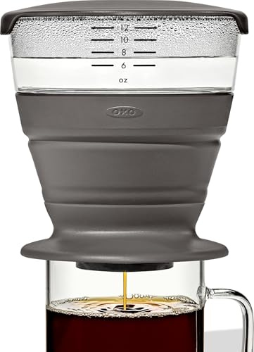 OXO Brew Collapsible Pour-Over Coffee Maker with Storage Case | Portable coffee maker for camping, backpacking, and on-the-go, fits different mug sizes, compact, stores neatly in case