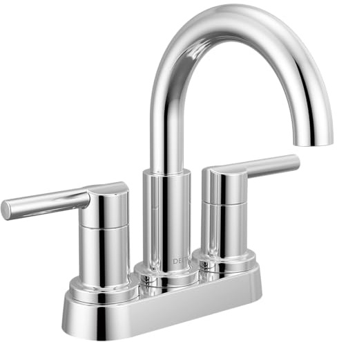 Delta Nicoli Centerset Chrome Bathroom Faucet, 4 Inch 3 Hole Bathroom Sink Faucet for Vanity, Push-Pop Drain Assembly, Chrome 25749LF