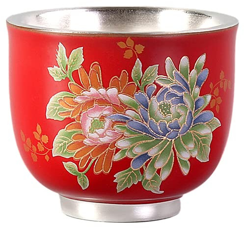 XDAWQP 1 pz. Tazza da tè Cinese con Fiore in Argento e creatività, Set da tè Kung Fu, Decorazione per Cerimonia del tè