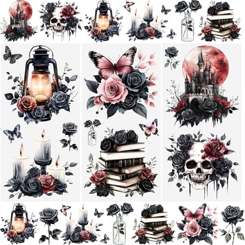 WANDIC 3Pcs Rub On Transfer Stickers Gothic Pattern Decals Waterproof Stickers Furniture Craft Decals for DIY Scrapbooking Photo Albums Furnitures