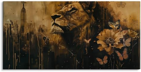 Paul Sinus 120x60cm Wandbild Majestätischer Löwe in urbaner Harmonie Exklusives Kunstwerk auf Leinwand und Holzrahmen