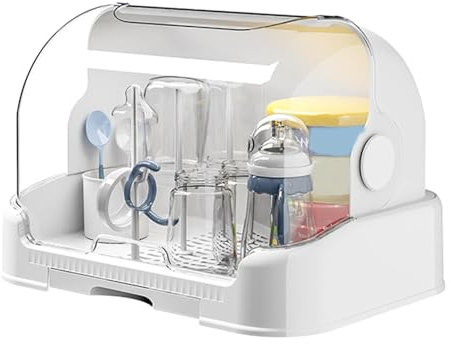 Fenayuu Tendedero para Biberones | Soporte para Secadora de Botellas que Ahorra Espacio - Secador a Prueba de Polvo con Bandeja de Goteo Extraíble para Niños Pequeños