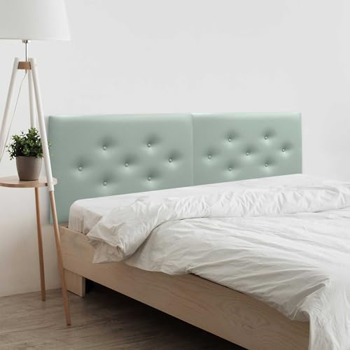 DHOME Testiera in Similpelle o Tessuto ACUALINE con 3 File Intervallate di Bottoni Testata Imbottita Letto di Lusso (Similpelle Verde Acqua, 190cm Doppio)