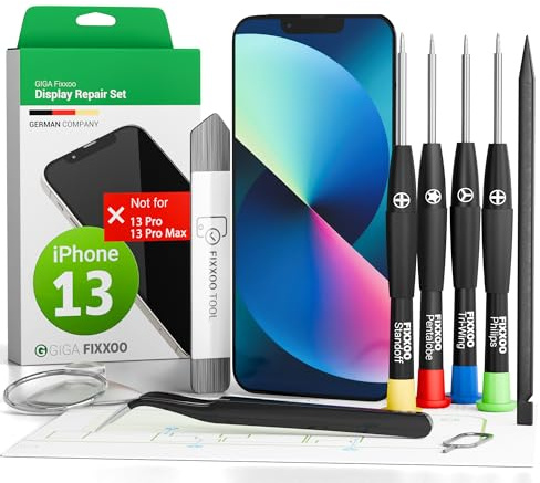 GIGA Fixxoo® Écran pour iPhone 13 [kit d'outils inclus] - Écran LCD avec écran tactile - Kit de réparation d'écran d'origine pour iPhone - Écran de rechange pour iPhone avec kit d'outils