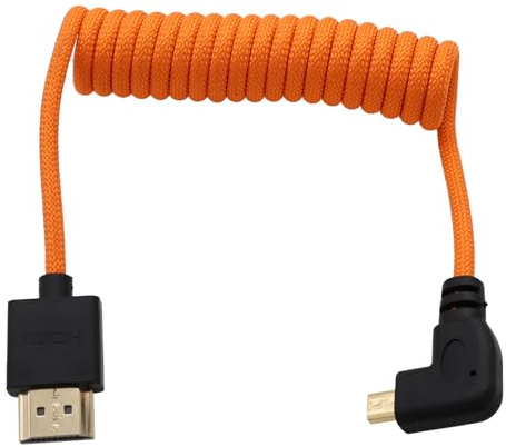 HangTon Cable micro HDMI 4K 8K Ultra HD para cámara Sony A6700 A7C Canon EOS R5 R7 GH4 X-T30II Z50 Cámara ATOMOS Ninja V Portkeys Monitor, tipo A D HDMI2.1 naranja trenzado en espiral 30 cm