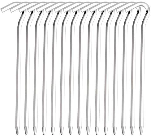 Mostantu 15pcs Tent Stakes, 7 Inch Aluminum Alloy Tent Pegs Tarp Camping Stakes Garden Edging Fence Hooks, Landscape Pins for Outdoor Camping, Gardening, Hiking