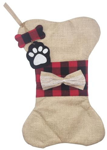 Tongyixin 16 Zoll Weihnachtsstrumpf in übergroßer Ausführung mit personalisiert Hundeknochen-Design und Schleife，Geeignet für Kaminsimse, Weihnachtsbäume und ähnliche Umgebungen
