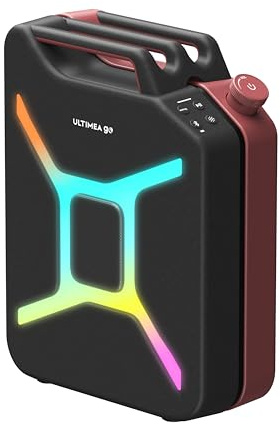 ULTIMEA Go Partybox 300W sans Fil, Enceinte Bluetooth Portable d'extérieur avec Bass Boost, TWS, Mode Auracast, Entrée Micro/Guitare, Lumières RGB, App Contrôle, 16H d’autonomie, IPX4 (Noir + Rouge)