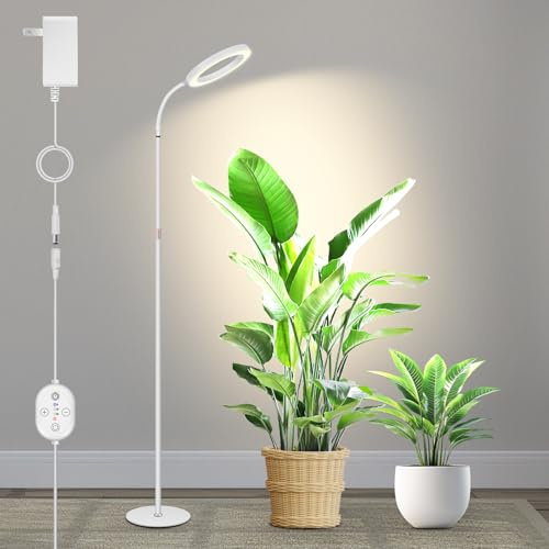 Gran lámpara de cultivo 24V para plantas de interior, espectro completo con refuerzo 660 nm, LED LUMILEDS, lámpara de 20,5 cm con temporizador y regulación, altura ajustable 56–178 cm, base 22 cm, 20W