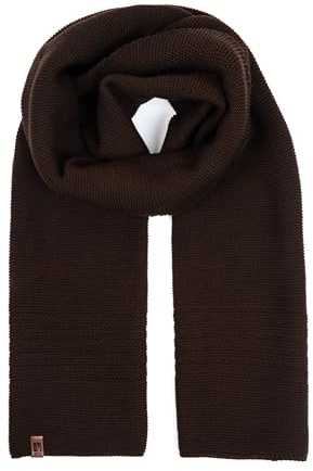 HEYO Damen Schal Winter Strickschal | H19603 | Weich Warm Gestrickt mit Leder Patch | Made IN EU (Braun)