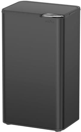 mVm Poubelle de Cuisine, Bureau 80L, avec Couvercle et Filtre Déodorant, Fermeture Douce et Maintien en Ouverture, en acier inoxydable, forme Rectangulaire, Support Détachable