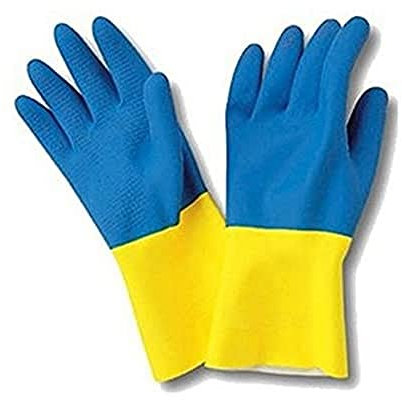 Sanyc Guante de Goma, Látex, Azul/Amarillo, Grande