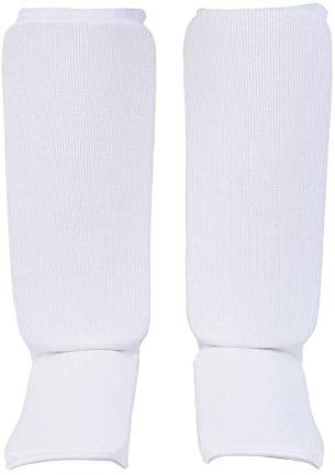 TMA Shin Instep Guards Kickboxing Muay Thai MMA shin pad Leg & Foot Protectors (White X-Small)