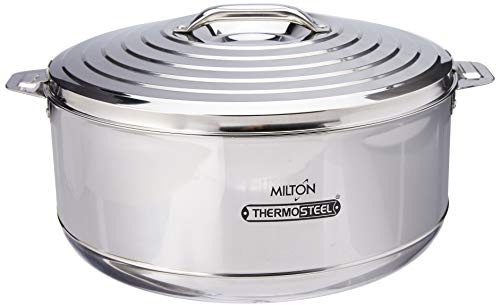 MILTON Galaxia 7500 Insulated Stainless Steel Casserole, 7150 ml | Thermal Serving Bowl, Keeps Food Hot & Cold for Long Hours, Elegant Hot Pot Food Warmer Cooler, Silver