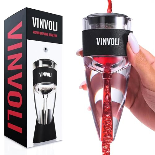 VINVOLI Wine Aerator - New 2021 Luxury Wine Air Aerator - Red Wine Decanter Aerator - Wine Aerator Wine Pourer - Wine Filter Sulfite Soften - Wine Decanters Areators for Wine Bottle - WineGuide Ebook