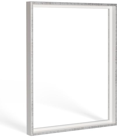 Bildershop-24 Schattenfugenrahmen mit Schattenfuge Lemgo Rahmen für Keilrahmenbilder und Leinwände 40 X 60cm Weiß Grau Antik