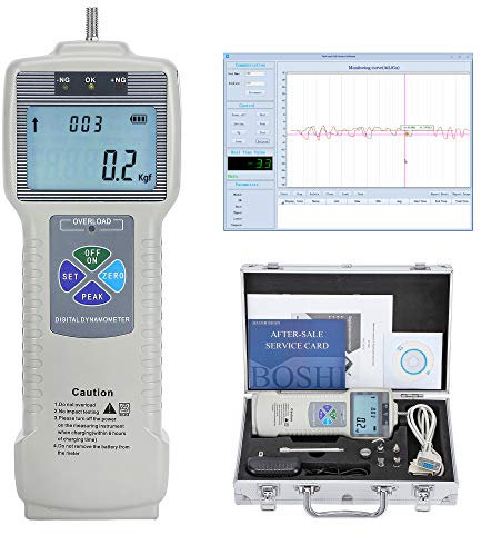 BAOSHISHAN Digital Force Gauge Push Pull Gauge Tester (20Kgf/45Lbf/200N) with USB RS232 Interface LCD Force Measuring Instruments Thrust Meter for Lab Force Test Destructive Test ZP (200N)